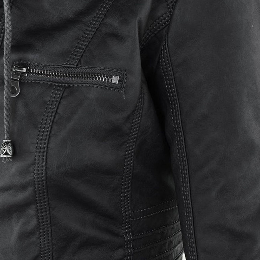 Lederjacke für Damen - Wetterfester jacke mit Kapuze
