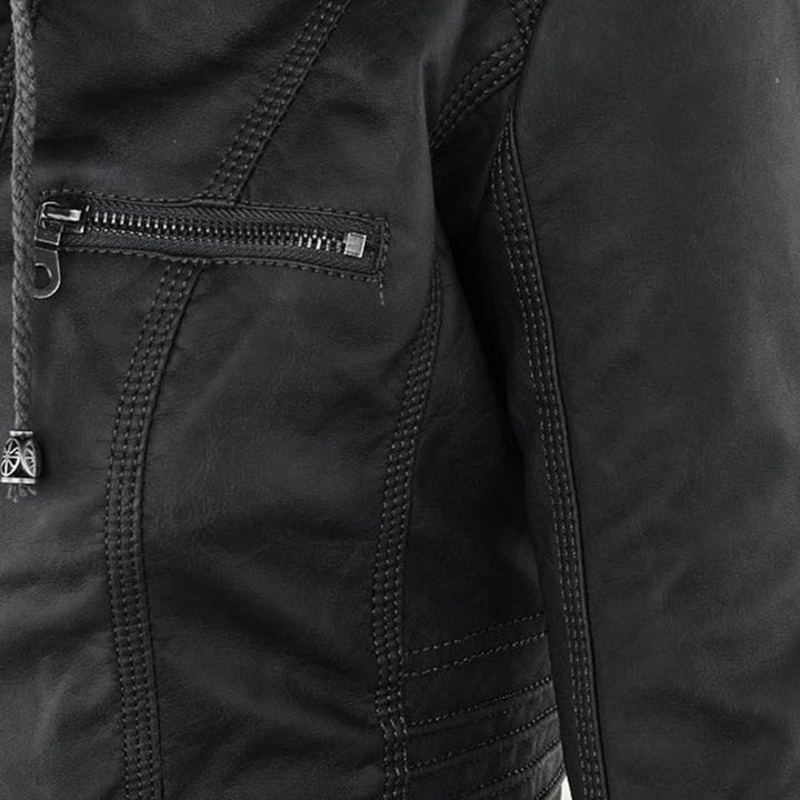 Lederjacke für Damen - Wetterfester jacke mit Kapuze