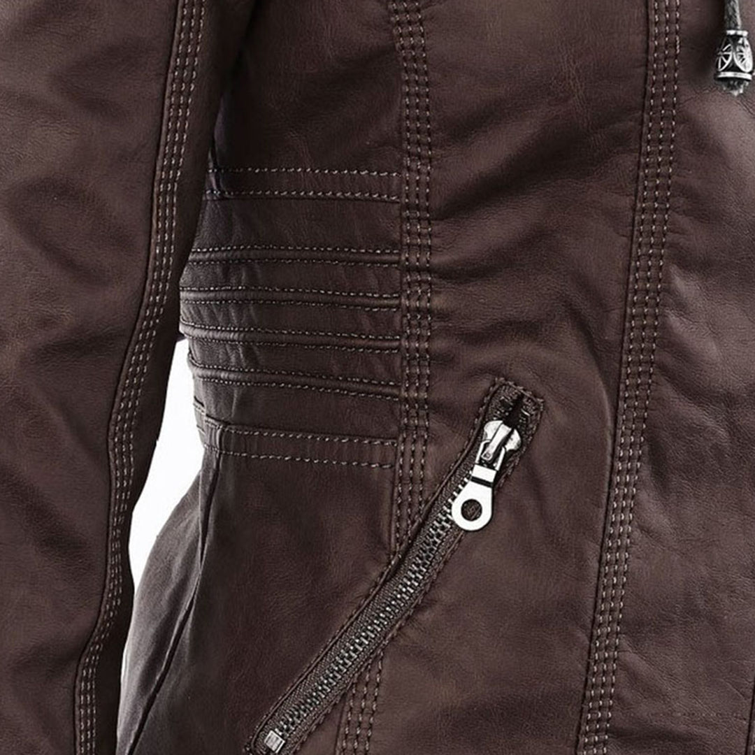 Lederjacke für Damen - Wetterfester jacke mit Kapuze