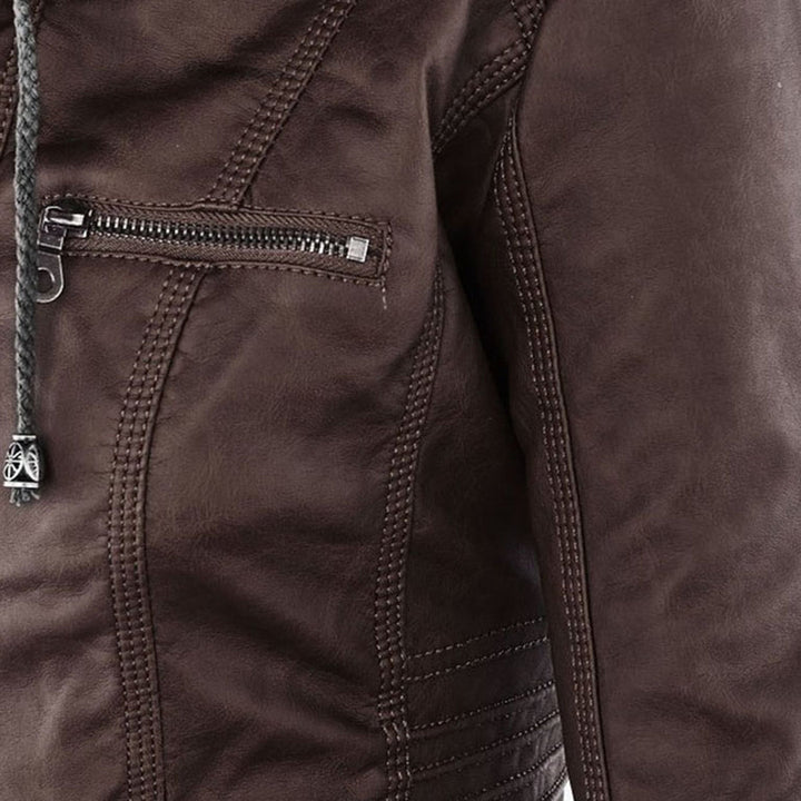 Lederjacke für Damen - Wetterfester jacke mit Kapuze