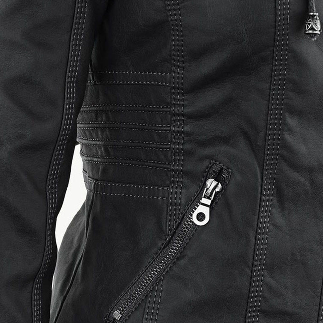 Lederjacke für Damen - Wetterfester jacke mit Kapuze