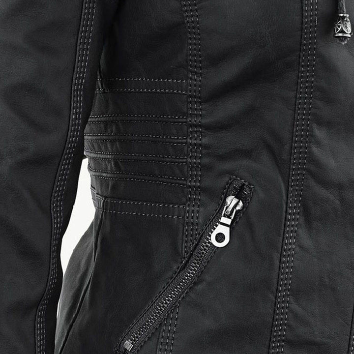 Lederjacke für Damen - Wetterfester jacke mit Kapuze