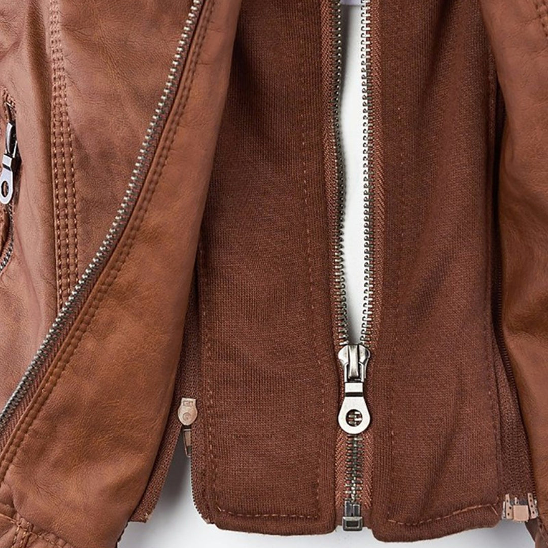 Lederjacke für Damen - Wetterfester jacke mit Kapuze
