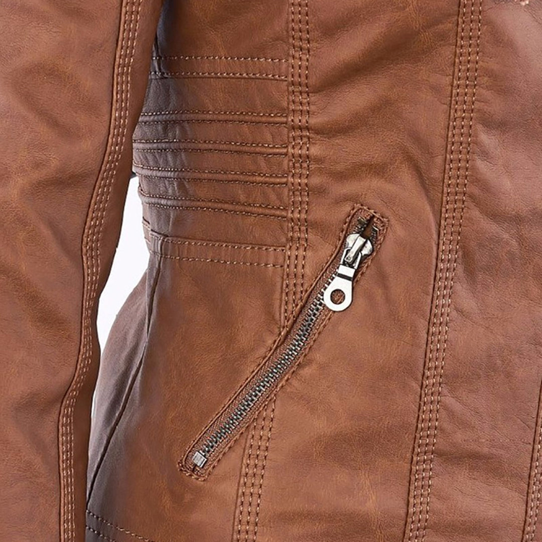 Lederjacke für Damen - Wetterfester jacke mit Kapuze