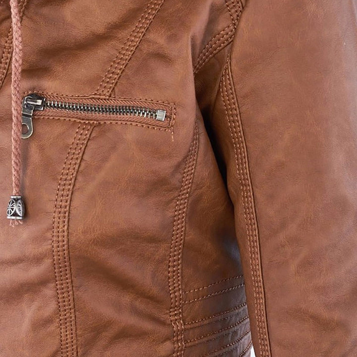 Lederjacke für Damen - Wetterfester jacke mit Kapuze