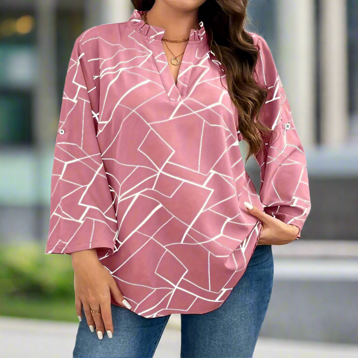 Julia Bluse | Plus Size Rosa Tunika mit 3/4-Ärmeln