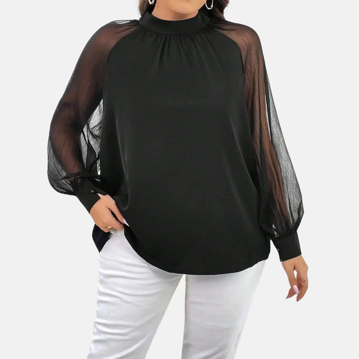 Isabel Hemdbluse | Plus Size Unifarbene Tunika mit Langen Ärmeln