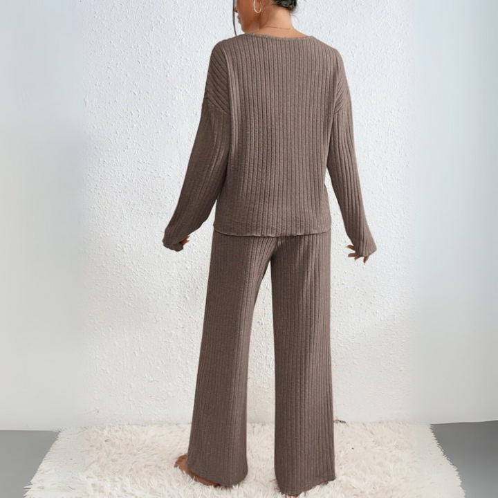 Lounge Zweiteiler für den Herbst - Elegante Weiche Rippmuster-sets für Damen