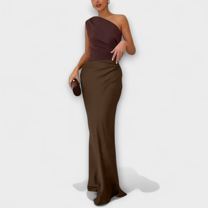 Abendkleid für Damen - Elegantes Ein-Schulter Maxikleid