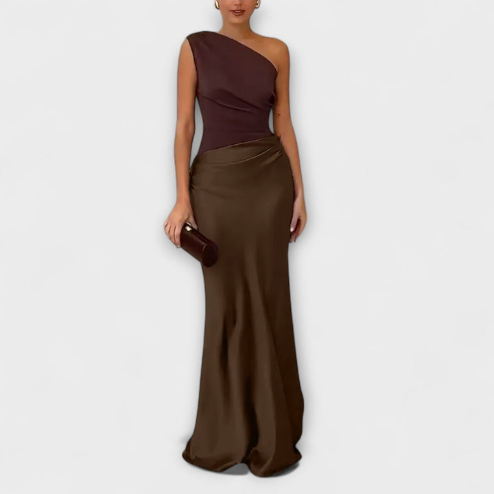 Abendkleid für Damen - Elegantes Ein-Schulter Maxikleid