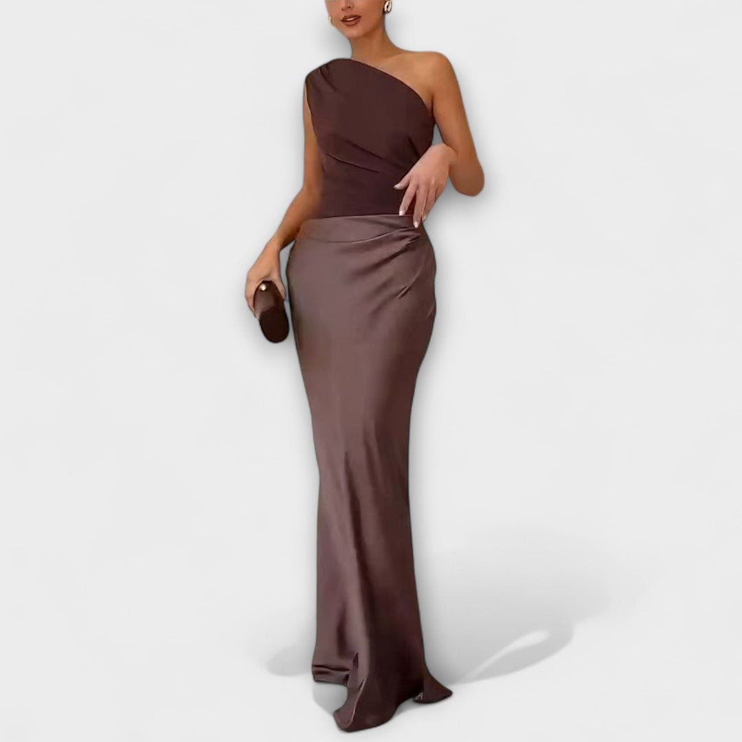Abendkleid für Damen - Elegantes Ein-Schulter Maxikleid