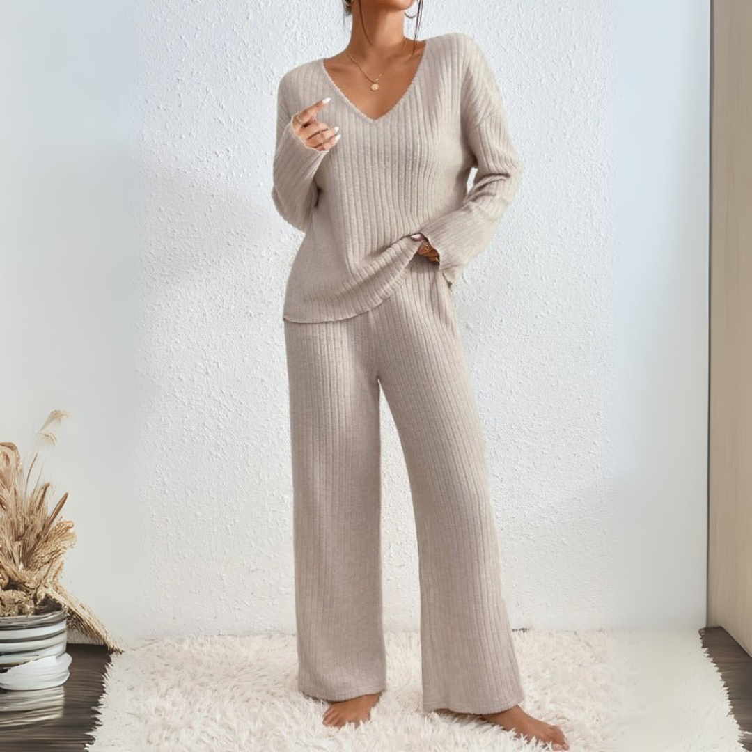 Lounge Zweiteiler für den Herbst - Elegante Weiche Rippmuster-sets für Damen