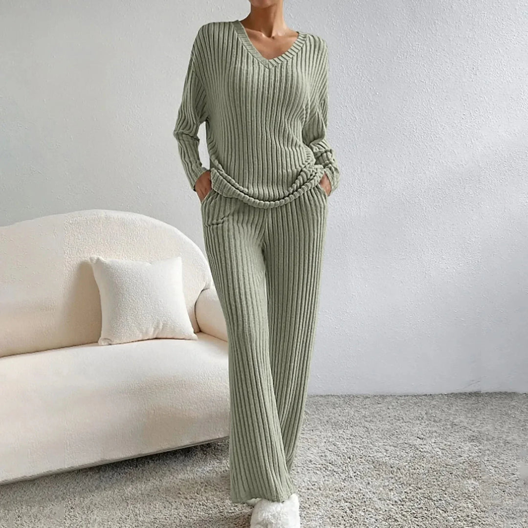 Lounge Zweiteiler für den Herbst - Elegante Weiche Rippmuster-sets für Damen