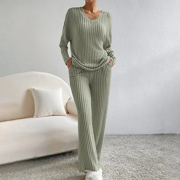 Lounge Zweiteiler für den Herbst - Elegante Weiche Rippmuster-sets für Damen