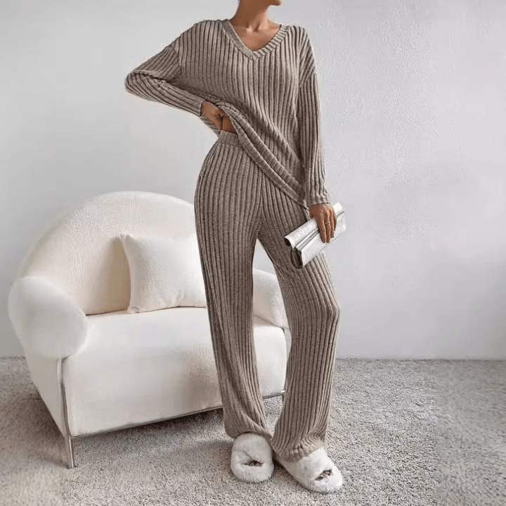 Lounge Zweiteiler für den Herbst - Elegante Weiche Rippmuster-sets für Damen