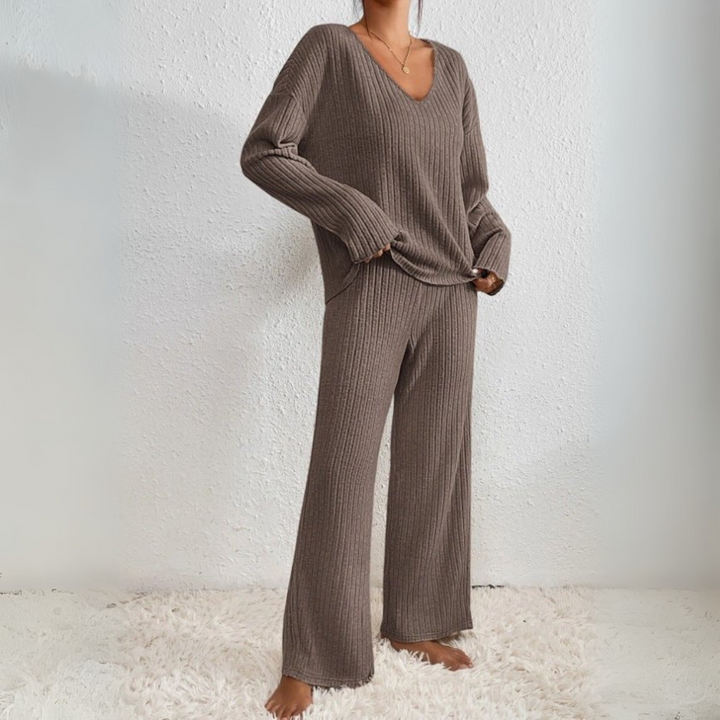 Lounge Zweiteiler für den Herbst - Elegante Weiche Rippmuster-sets für Damen