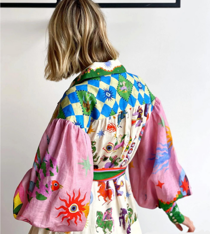 Elegantes Buntes Maxikleid