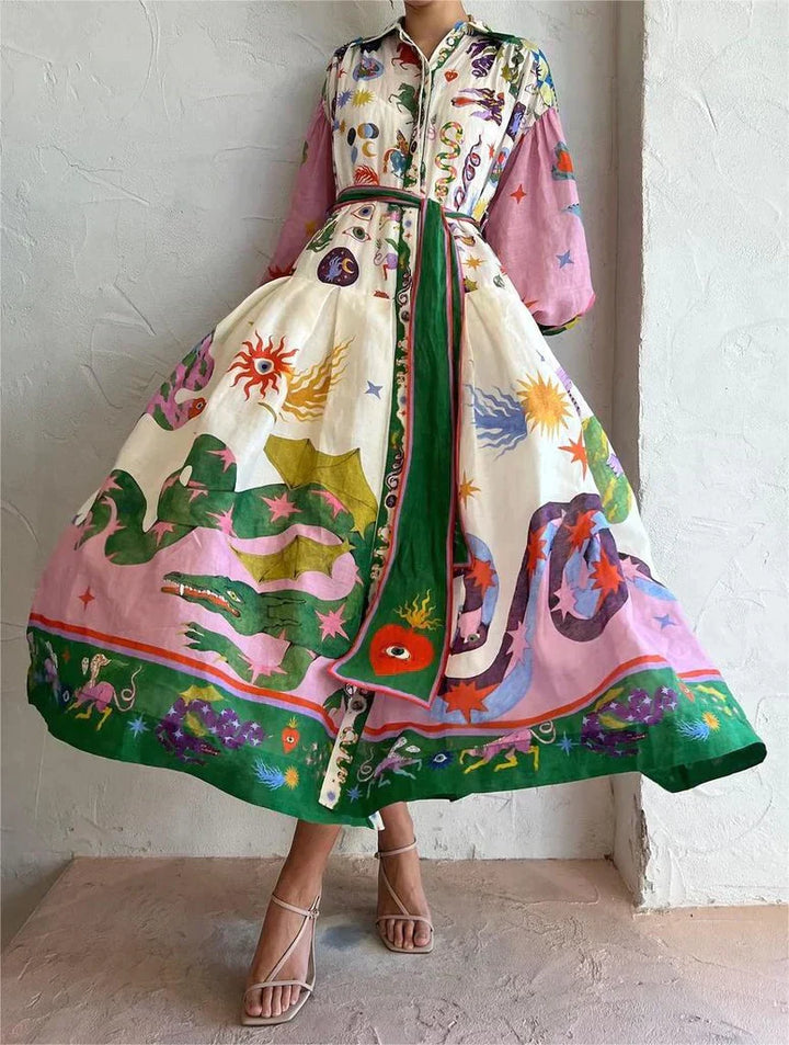 Elegantes Buntes Maxikleid