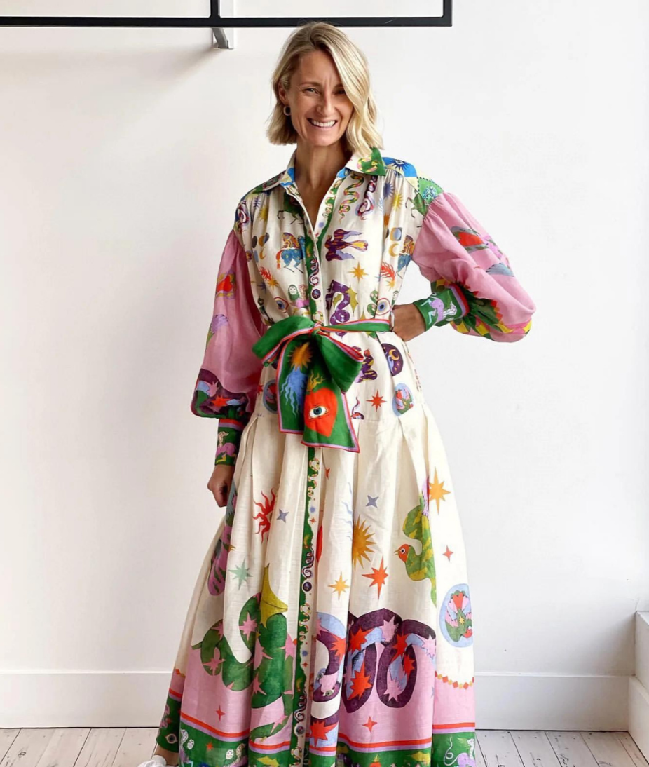 Elegantes Buntes Maxikleid