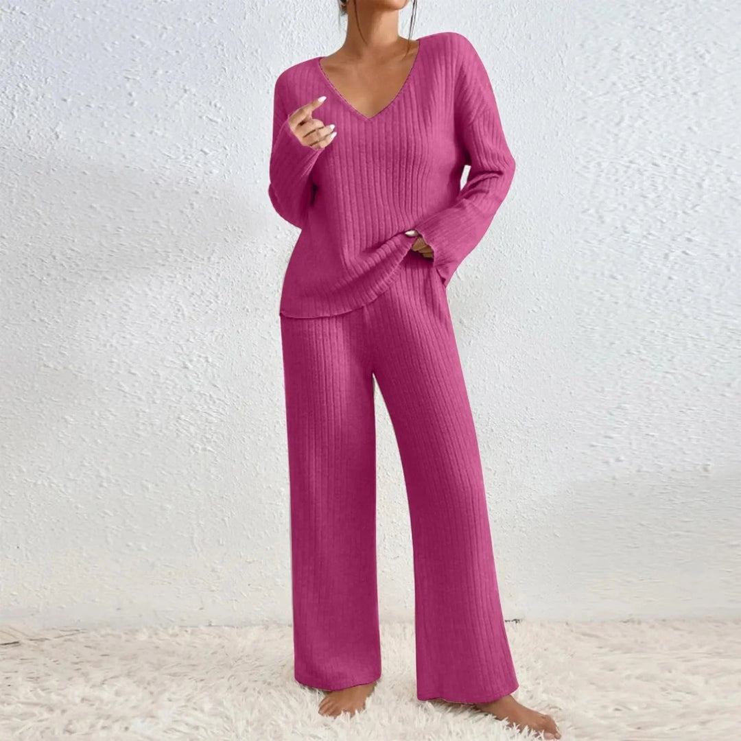 Lounge Zweiteiler für den Herbst - Elegante Weiche Rippmuster-sets für Damen