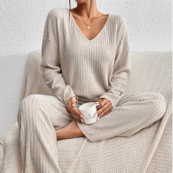 Lounge Zweiteiler für den Herbst - Elegante Weiche Rippmuster-sets für Damen