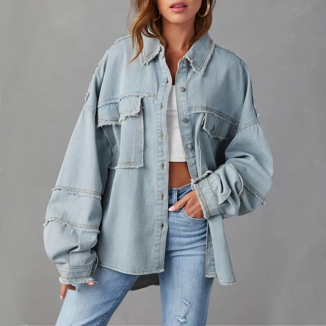 Jeansjacke für den Herbst - Trendy Oversized Übergangsjacke für Damen