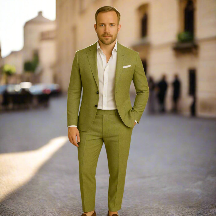 Capri Anzug | Atmungsaktiver Baumwoll-Leinen Hochzeitsanzug Für Herren