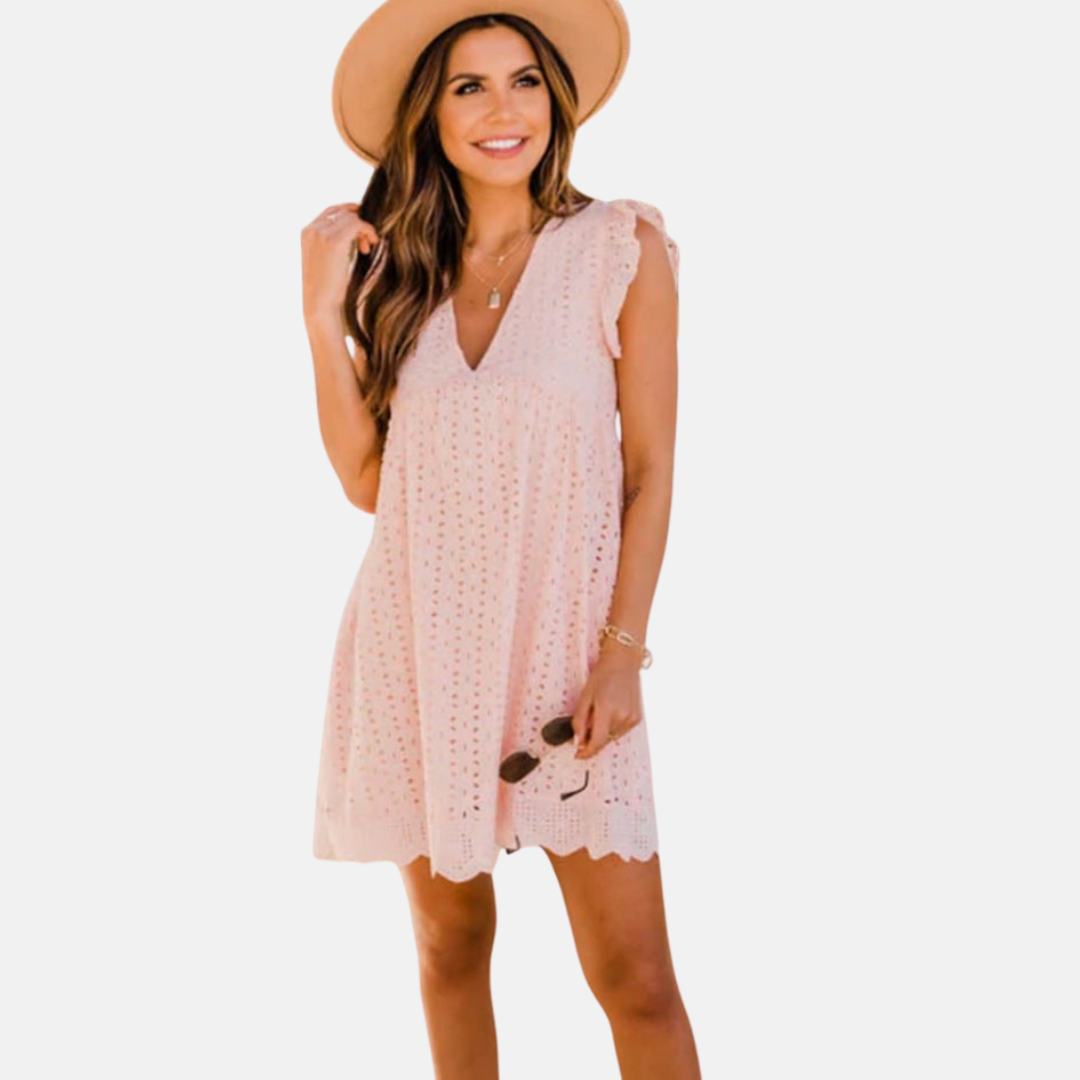 Donna Sommerkleid - Bequeme Spitzenkleid mit V-Ausschnitt