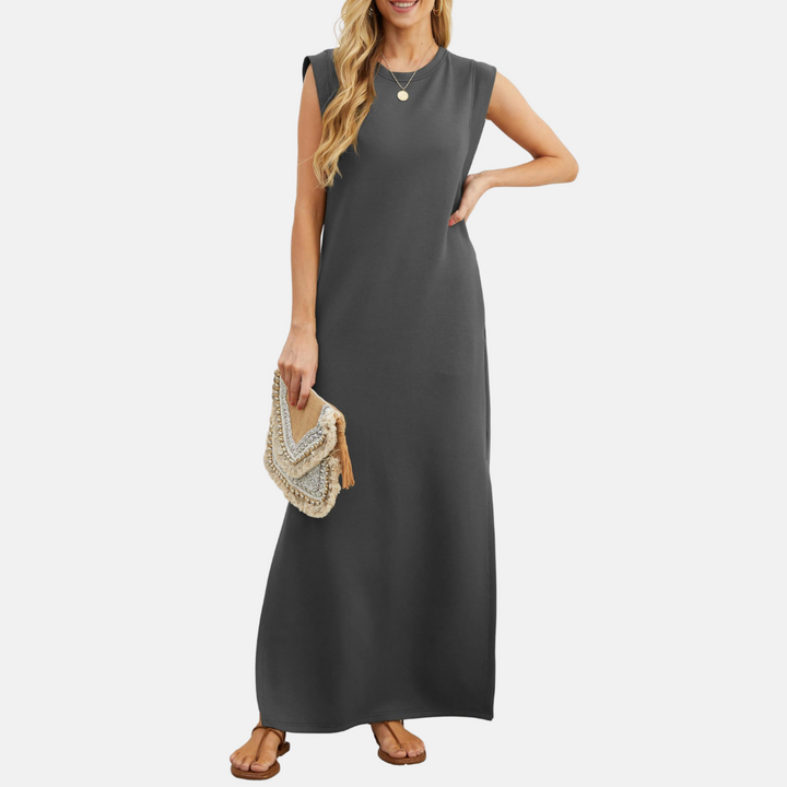 Sommerkleid für Damen - Ärmelloses Maxikleid mit Rundhalsausschnitt