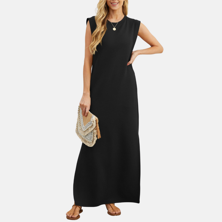 Sommerkleid für Damen - Ärmelloses Maxikleid mit Rundhalsausschnitt