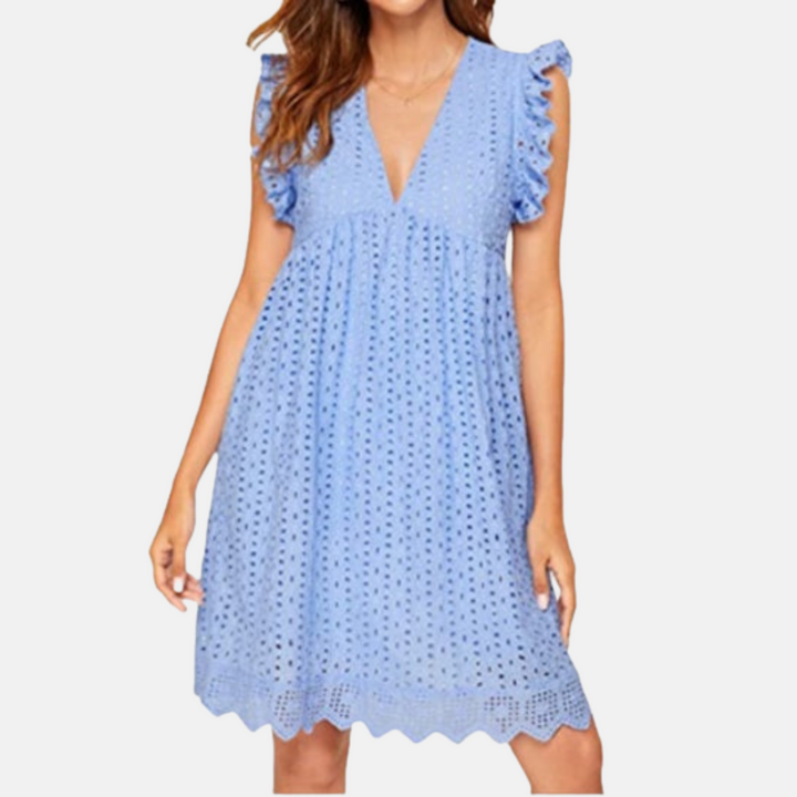 Donna Sommerkleid - Bequeme Spitzenkleid mit V-Ausschnitt