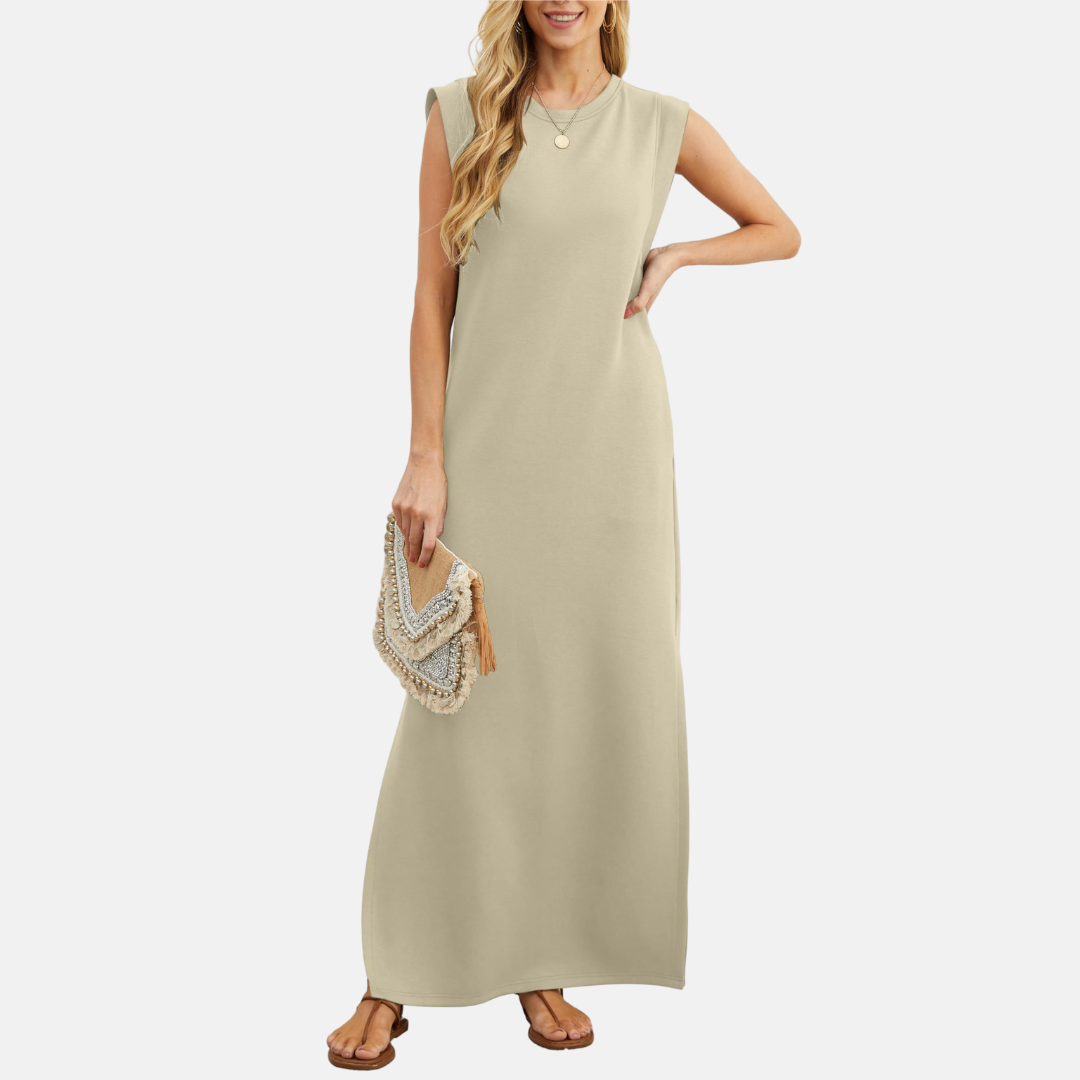Sommerkleid für Damen - Ärmelloses Maxikleid mit Rundhalsausschnitt