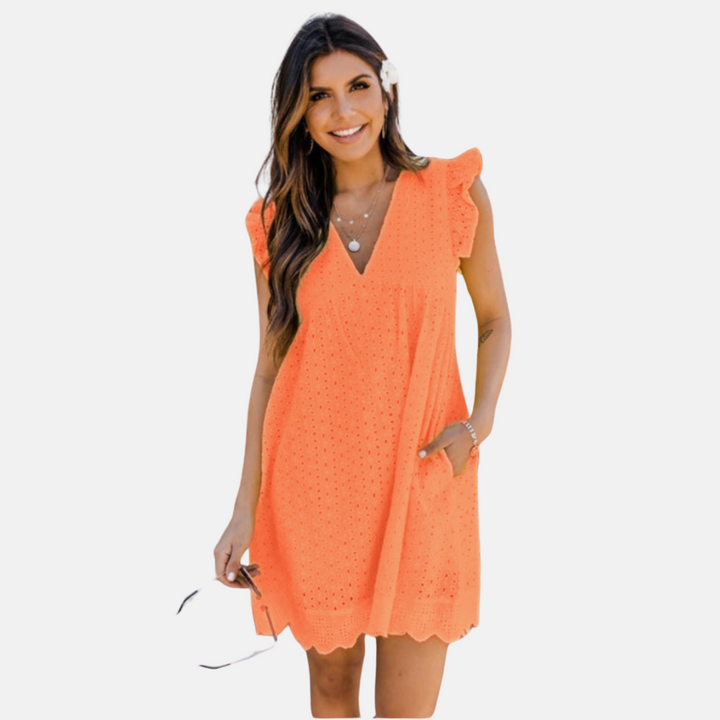 Donna Sommerkleid - Bequeme Spitzenkleid mit V-Ausschnitt