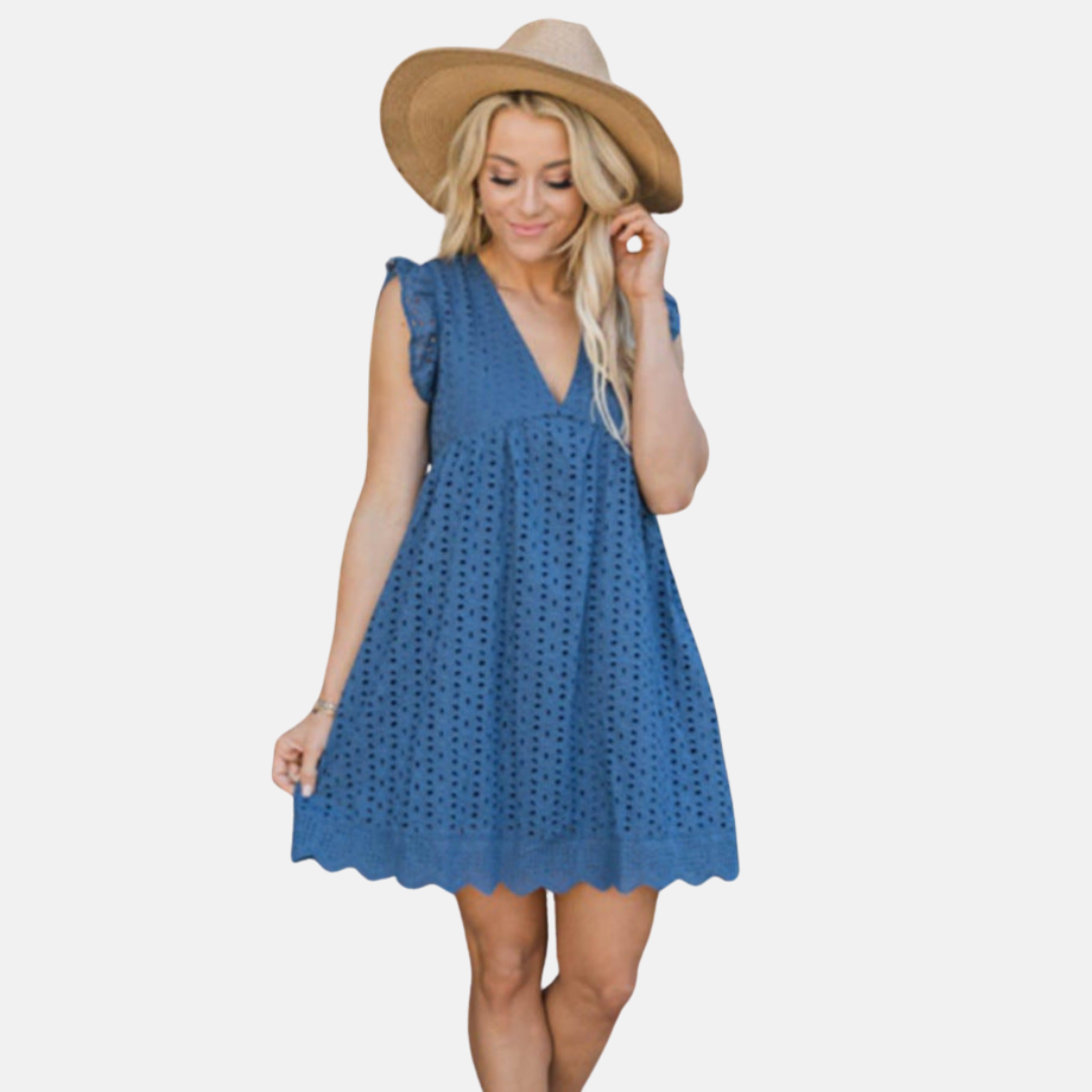 Donna Sommerkleid - Bequeme Spitzenkleid mit V-Ausschnitt