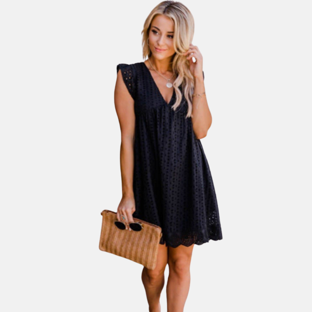 Donna Sommerkleid - Bequeme Spitzenkleid mit V-Ausschnitt