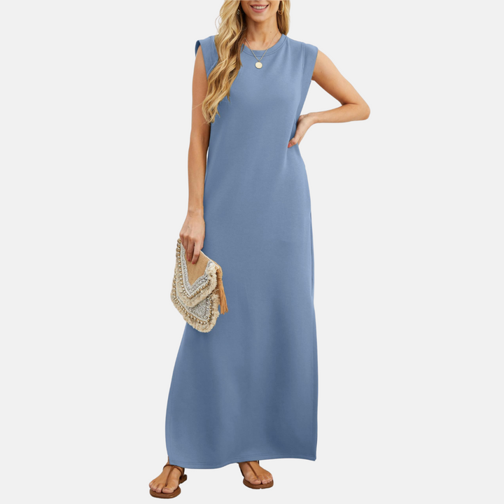 Sommerkleid für Damen - Ärmelloses Maxikleid mit Rundhalsausschnitt