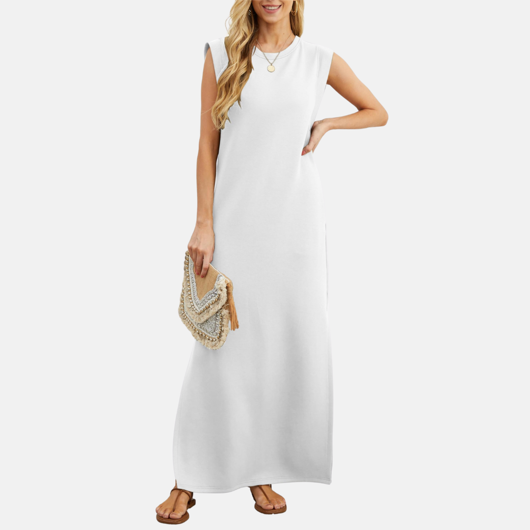 Sommerkleid für Damen - Ärmelloses Maxikleid mit Rundhalsausschnitt