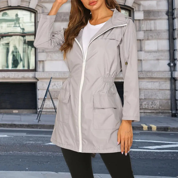 Celine Regenjacke -  Wasserfeste Lange Damen Jacke mit Kapuze