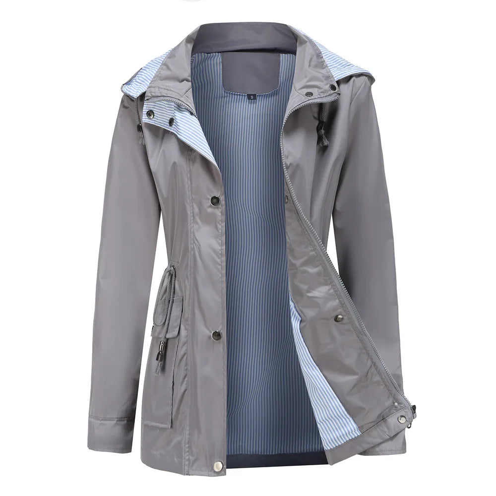 Weber Regenjacke -  Wasserfeste Lange Damen Jacke mit Kapuze