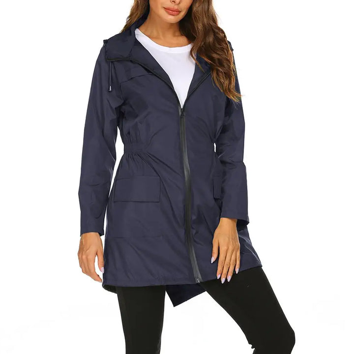 Celine Regenjacke -  Wasserfeste Lange Damen Jacke mit Kapuze