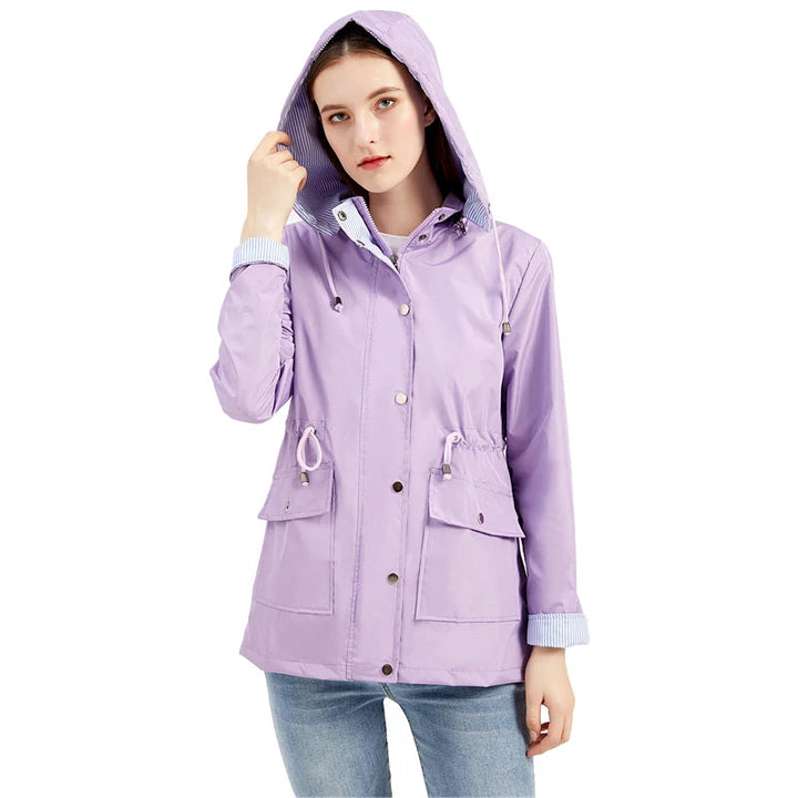 Weber Regenjacke -  Wasserfeste Lange Damen Jacke mit Kapuze