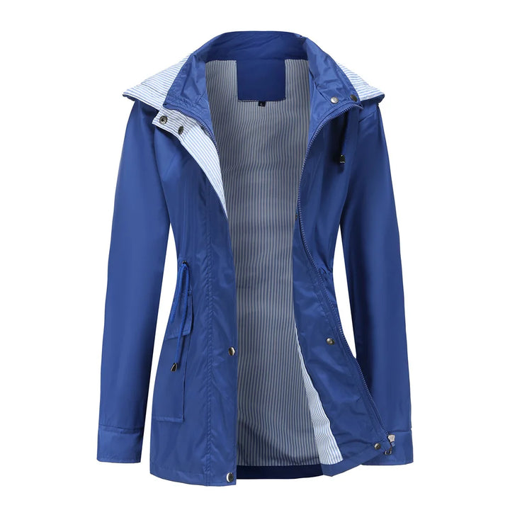 Regenjacke für den Herbst -  Wasserfeste Übergangsjacke mit Kapuze für Damen