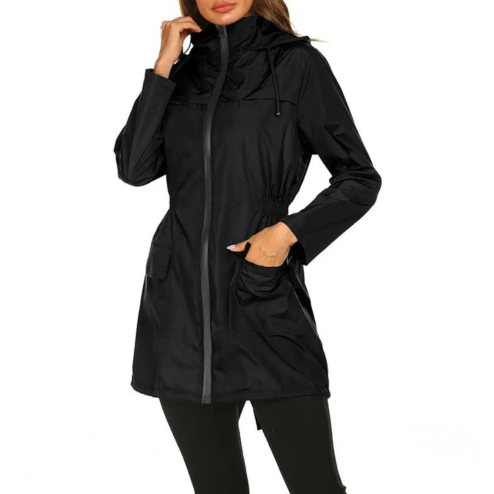 Celine Regenjacke -  Wasserfeste Lange Damen Jacke mit Kapuze