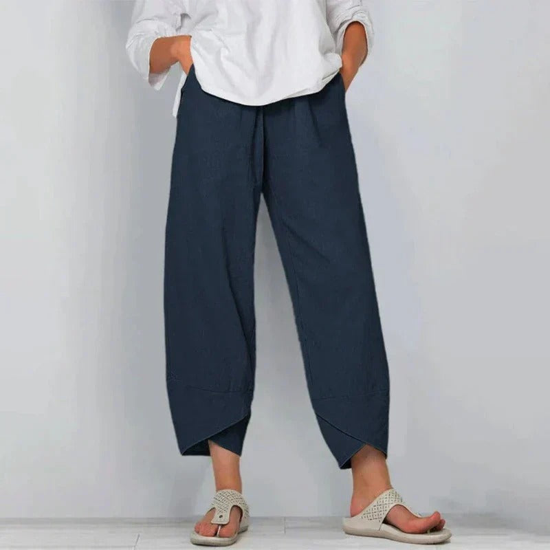 Sommerhose für Damen - Luftiges Palazzo Hose mit Gummibund
