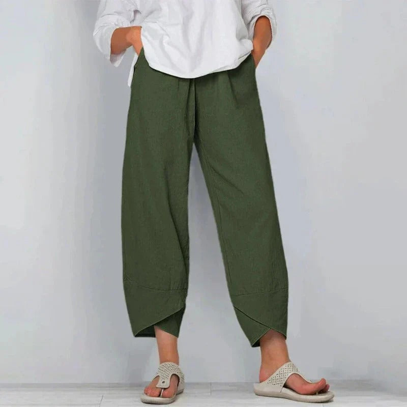 Sommerhose für Damen - Luftiges Palazzo Hose mit Gummibund