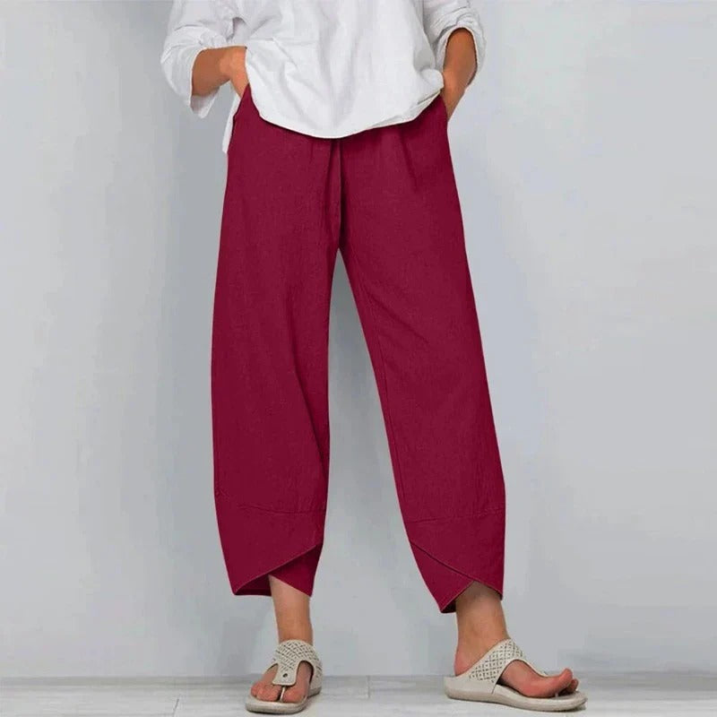 Sommerhose für Damen - Luftiges Palazzo Hose mit Gummibund
