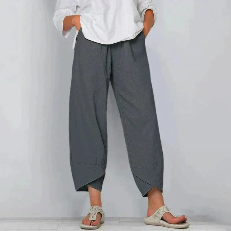 Sommerhose für Damen - Luftiges Palazzo Hose mit Gummibund