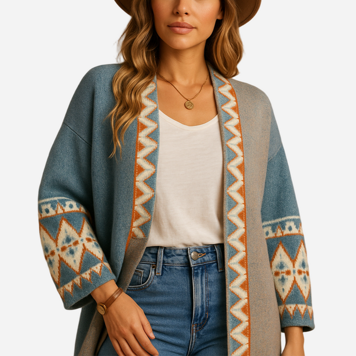 Jacquard Cardigan für Damen - Bohemian & Bunt für den Winter