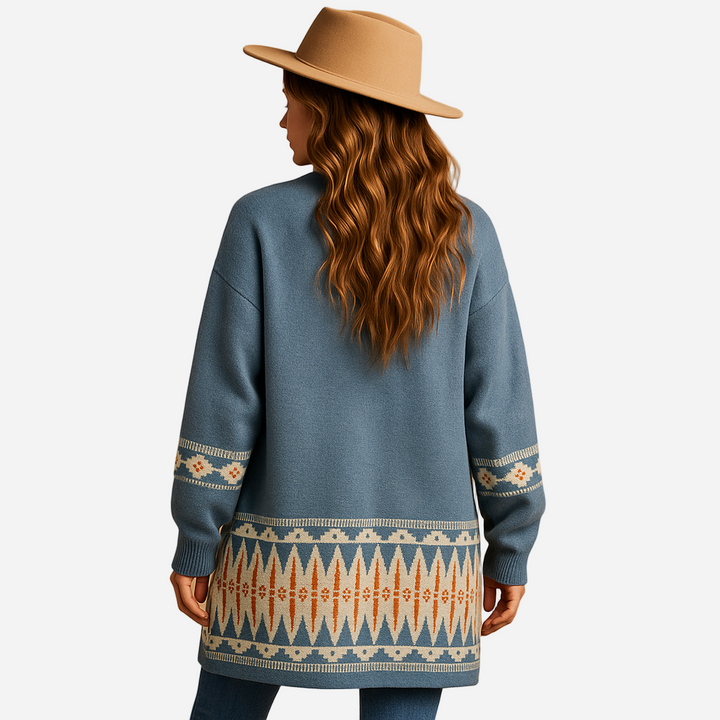 Jacquard Cardigan für Damen - Bohemian & Bunt für den Winter