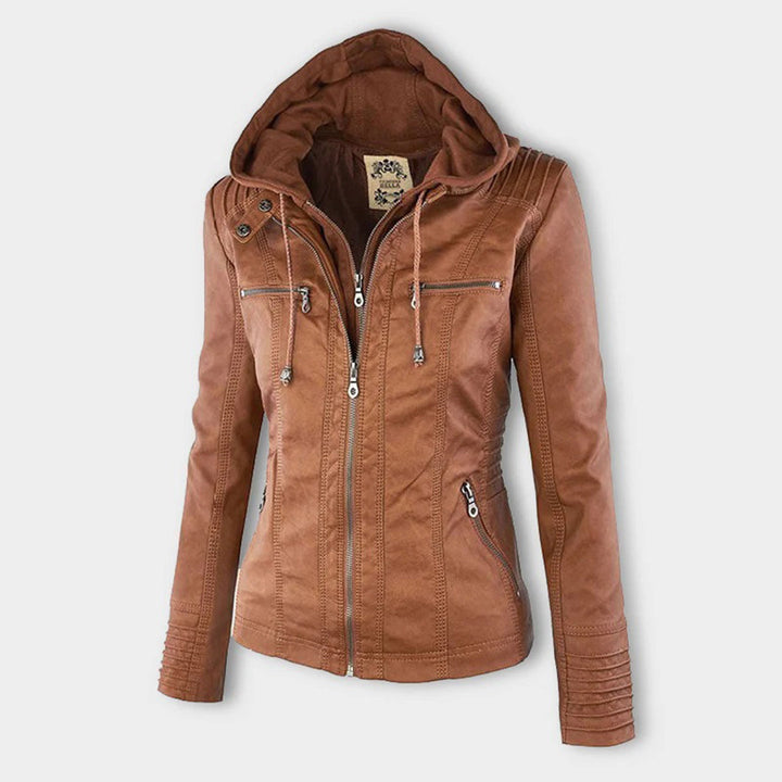 Lederjacke für Damen - Wetterfester jacke mit Kapuze